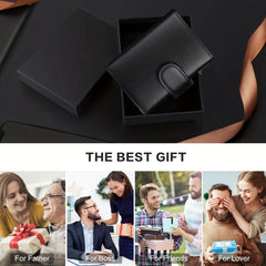 Men's Retro Leather RFID Wallet Aluminum Alloy Card Holder Slim