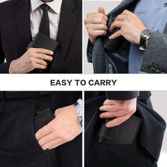 Men's Retro Leather RFID Wallet Aluminum Alloy Card Holder Slim