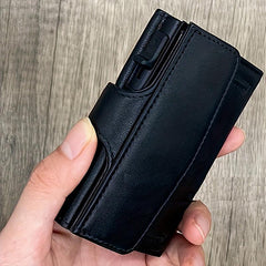 Men's Retro Leather RFID Wallet Aluminum Alloy Card Holder Slim
