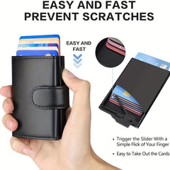 Men's Retro Leather RFID Wallet Aluminum Alloy Card Holder Slim