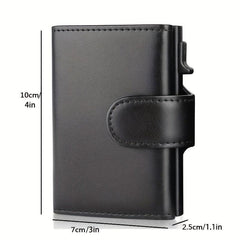 Men's Retro Leather RFID Wallet Aluminum Alloy Card Holder Slim