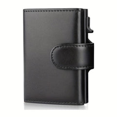 Men's Retro Leather RFID Wallet Aluminum Alloy Card Holder Slim