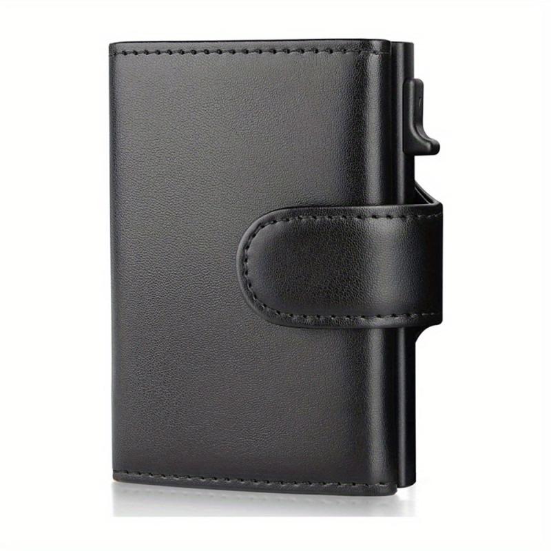 Men's Retro Leather RFID Wallet Aluminum Alloy Card Holder Slim