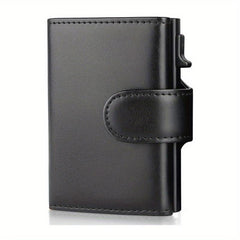 Men's Retro Leather RFID Wallet Aluminum Alloy Card Holder Slim
