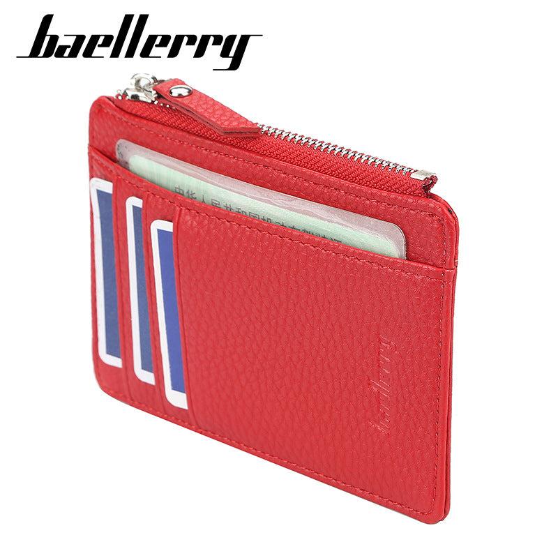 Zipper Leather Card Holder Coin Purse Minimalist Wallet