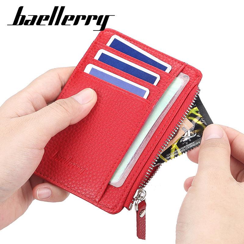 Zipper Leather Card Holder Coin Purse Minimalist Wallet