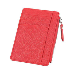 Zipper Leather Card Holder Coin Purse Minimalist Wallet