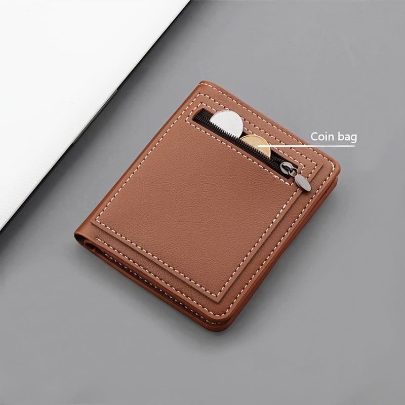 Short Zipper Men's Wallet Small Size