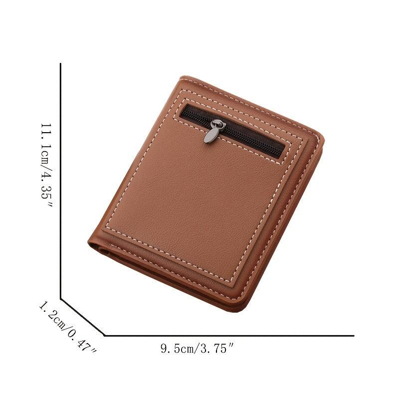 Short Zipper Men's Wallet Small Size