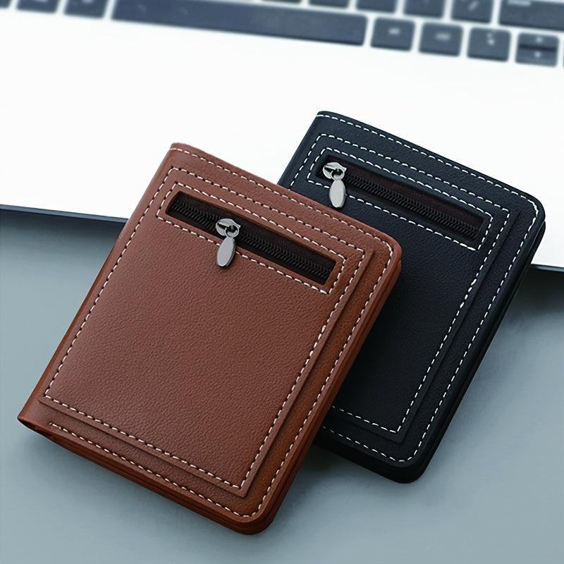Short Zipper Men's Wallet Small Size