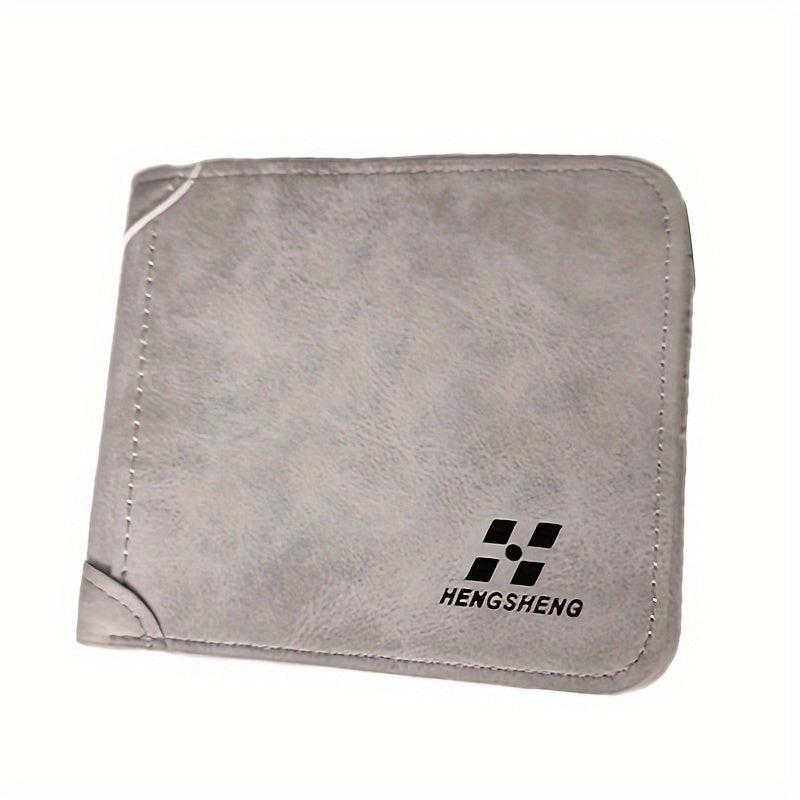 Men's Short Frosted Leather Wallet Retro Three-fold Vertical Money Clip