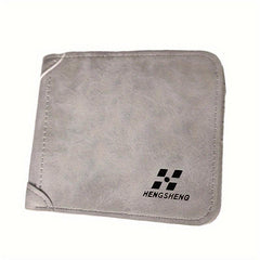 Men's Short Frosted Leather Wallet Retro Three-fold Vertical Money Clip