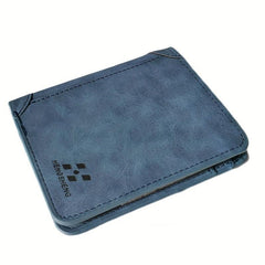 Men's Short Frosted Leather Wallet Retro Three-fold Vertical Money Clip