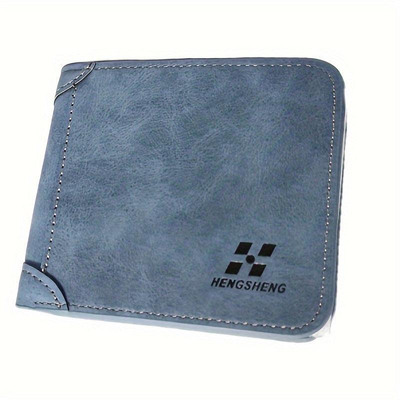 Men's Short Frosted Leather Wallet Retro Three-fold Vertical Money Clip