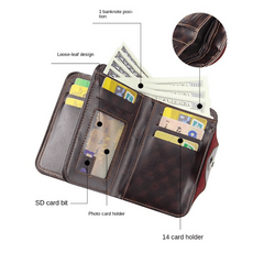 Men's Vintage PU Leather Three Fold Wallet Card Holder