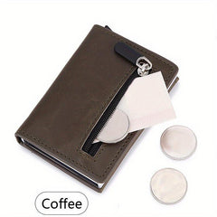 Men's RFID Blocking Card Holder Zipper Coin Purse