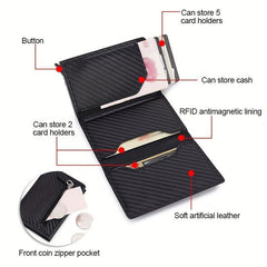 Men's RFID Blocking Card Holder Zipper Coin Purse