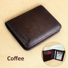 Men's RFID Blocking Leather Wallet Vintage Bifold with ID Window