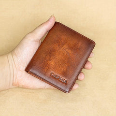 Men's RFID Blocking Leather Wallet Vintage Bifold with ID Window