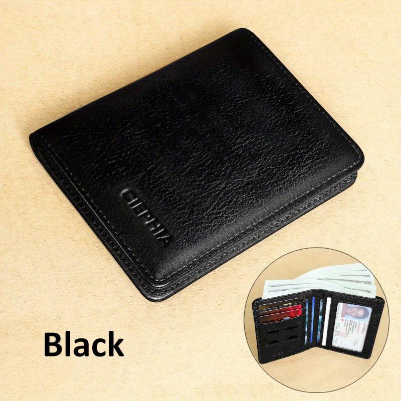 Men's RFID Blocking Leather Wallet Vintage Bifold with ID Window