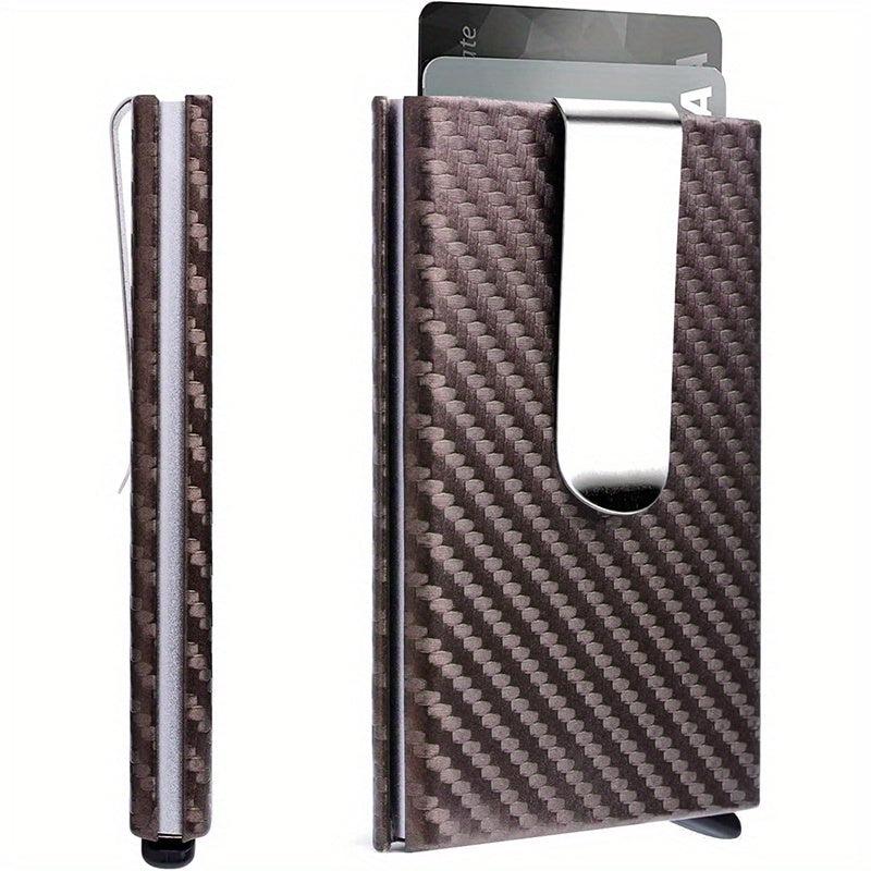 Carbon Fiber Pop Up Wallet RFID Blocking Ultra Thin Minimalist Metal Wallet