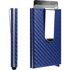 Carbon Fiber Pop Up Wallet RFID Blocking Ultra Thin Minimalist Metal Wallet