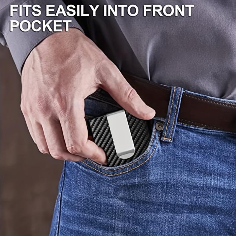 Carbon Fiber Pop Up Wallet RFID Blocking Ultra Thin Minimalist Metal Wallet