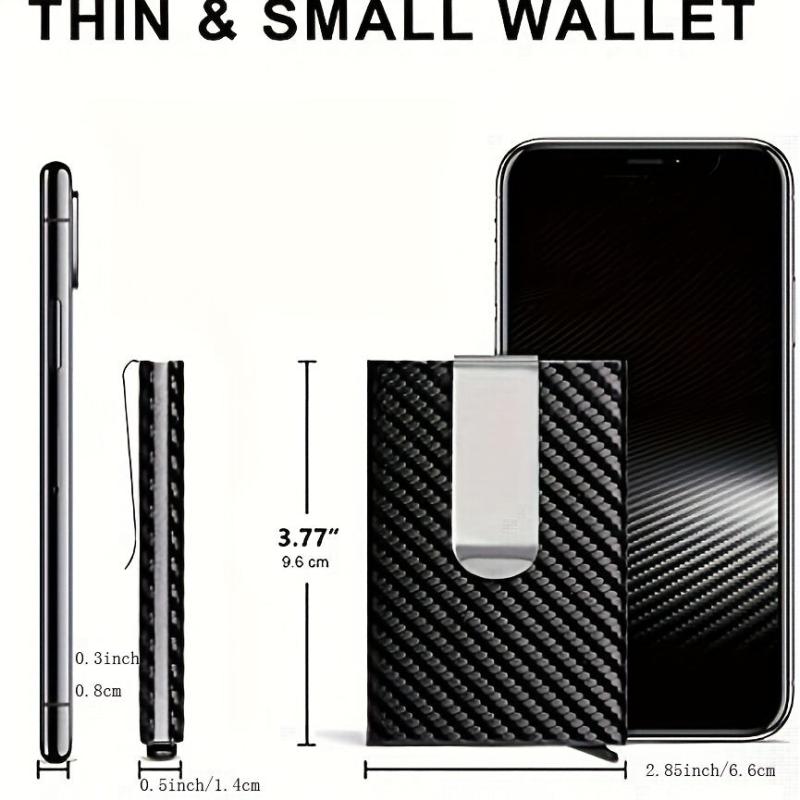 Carbon Fiber Pop Up Wallet RFID Blocking Ultra Thin Minimalist Metal Wallet