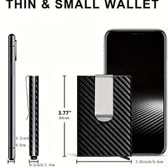 Carbon Fiber Pop Up Wallet RFID Blocking Ultra Thin Minimalist Metal Wallet