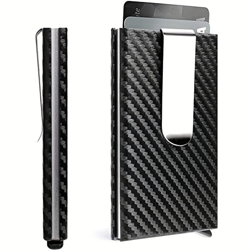 Carbon Fiber Pop Up Wallet RFID Blocking Ultra Thin Minimalist Metal Wallet