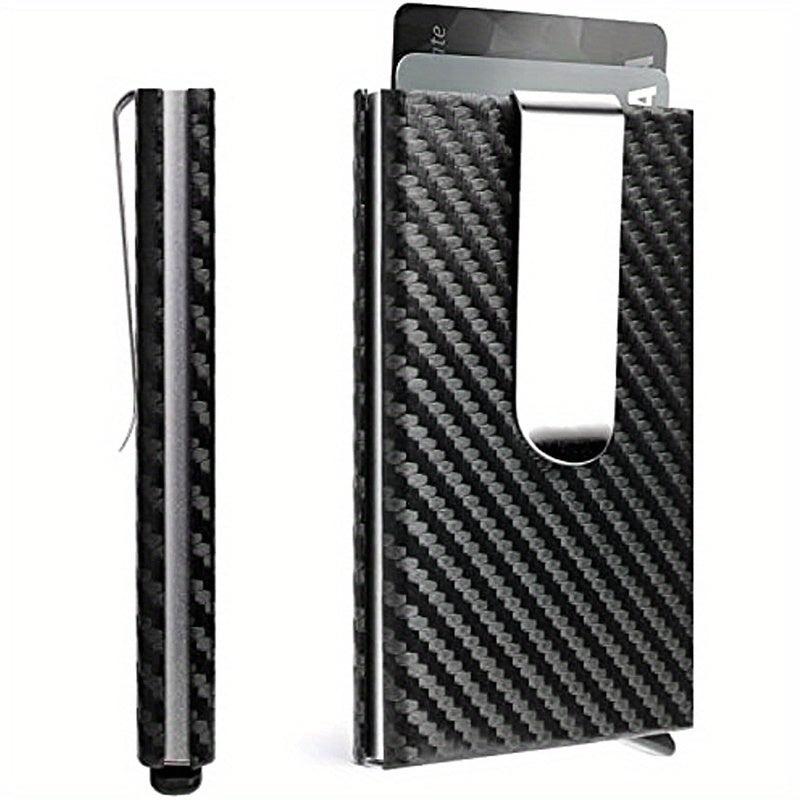 Carbon Fiber Pop Up Wallet RFID Blocking Ultra Thin Minimalist Metal Wallet