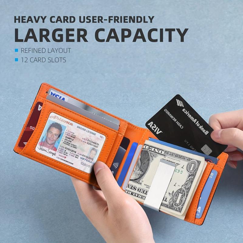Men's RFID Blocking Wallet Slim Front Pocket Money Clip