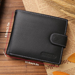 Men's Leather Short Wallet With Buckle Coin Purse
