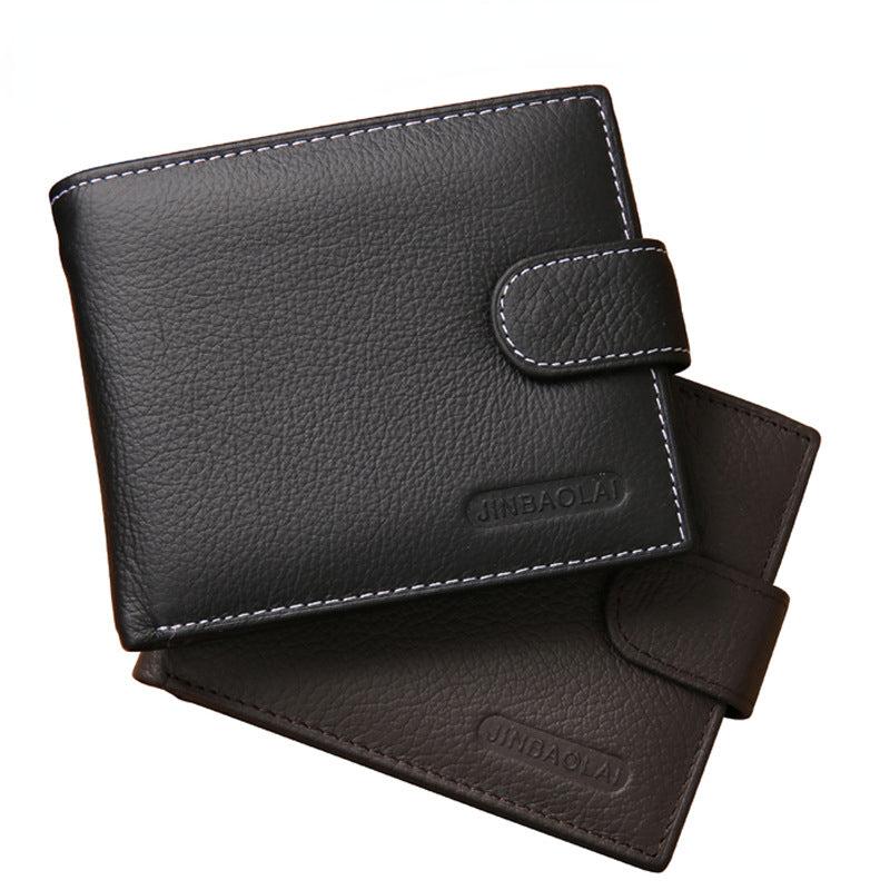 Men's Leather Short Wallet With Buckle Coin Purse