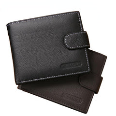 Men's Leather Short Wallet With Buckle Coin Purse
