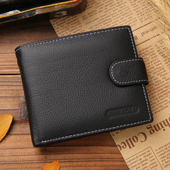 Men's Leather Short Wallet With Buckle Coin Purse