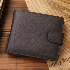 Men's Leather Short Wallet With Buckle Coin Purse