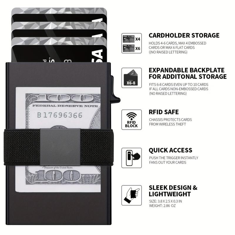 RFID Blocking Card Holder Auto Pop-up Aluminum Alloy 12 Card Slots