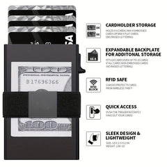 RFID Blocking Card Holder Auto Pop-up Aluminum Alloy 12 Card Slots