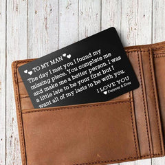 Engraved Letter Clip Wallet Postcard Gift To My Man