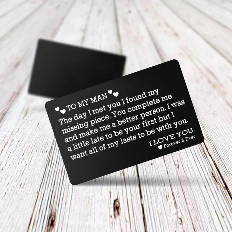 Engraved Letter Clip Wallet Postcard Gift To My Man