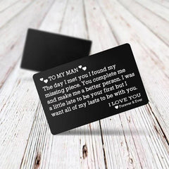 Engraved Letter Clip Wallet Postcard Gift To My Man