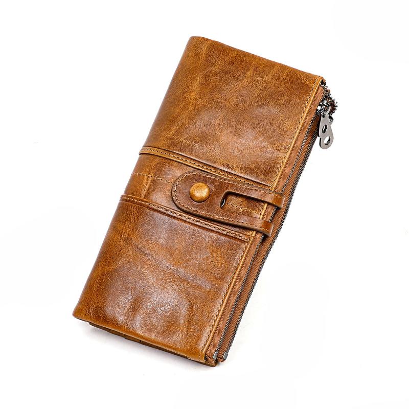 Leather Card Holder Wallet Phone Checkbook Organizer Zipper Coin Purse