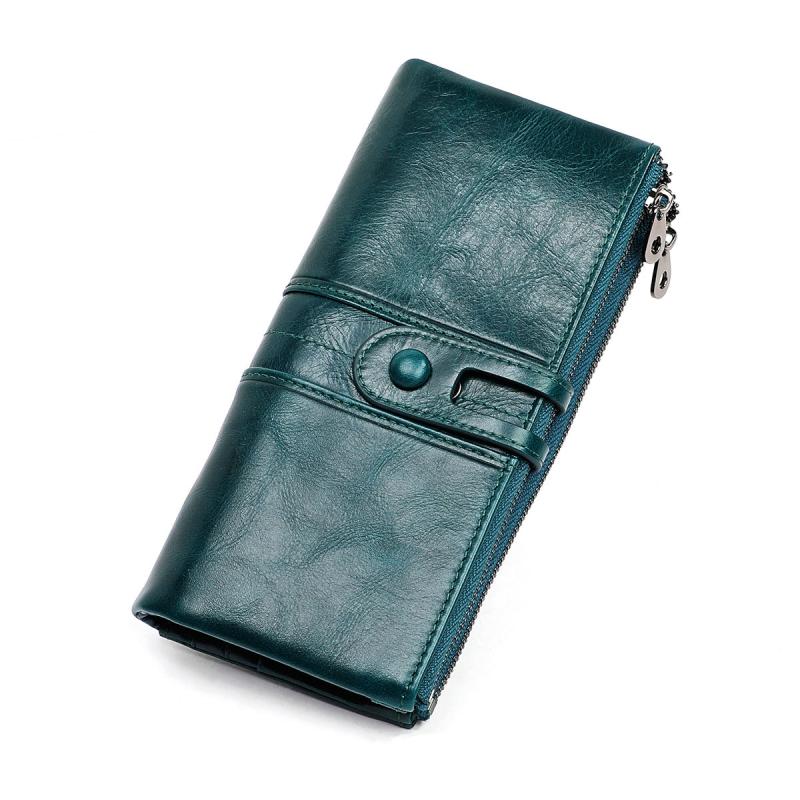 Leather Card Holder Wallet Phone Checkbook Organizer Zipper Coin Purse