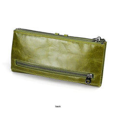 Leather Card Holder Wallet Phone Checkbook Organizer Zipper Coin Purse