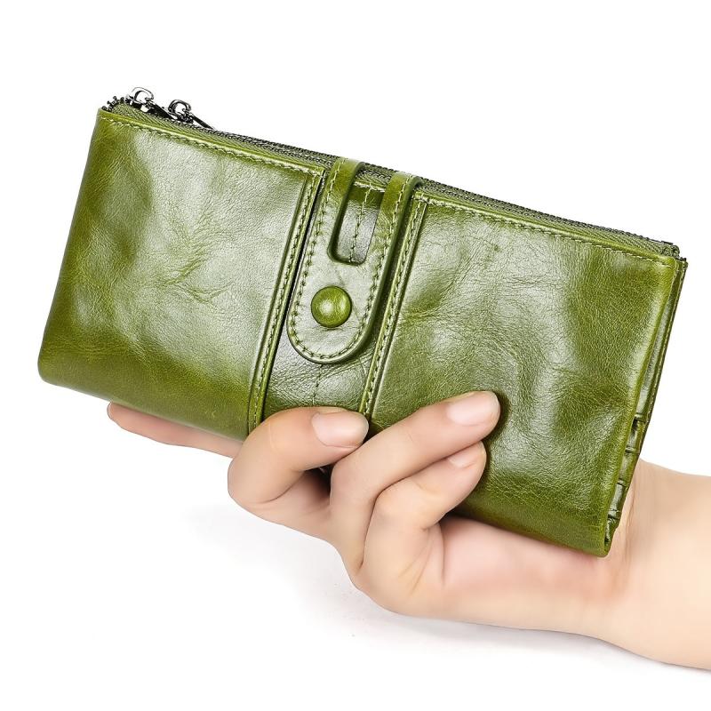 Leather Card Holder Wallet Phone Checkbook Organizer Zipper Coin Purse