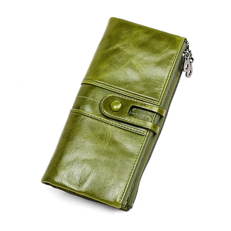 Leather Card Holder Wallet Phone Checkbook Organizer Zipper Coin Purse