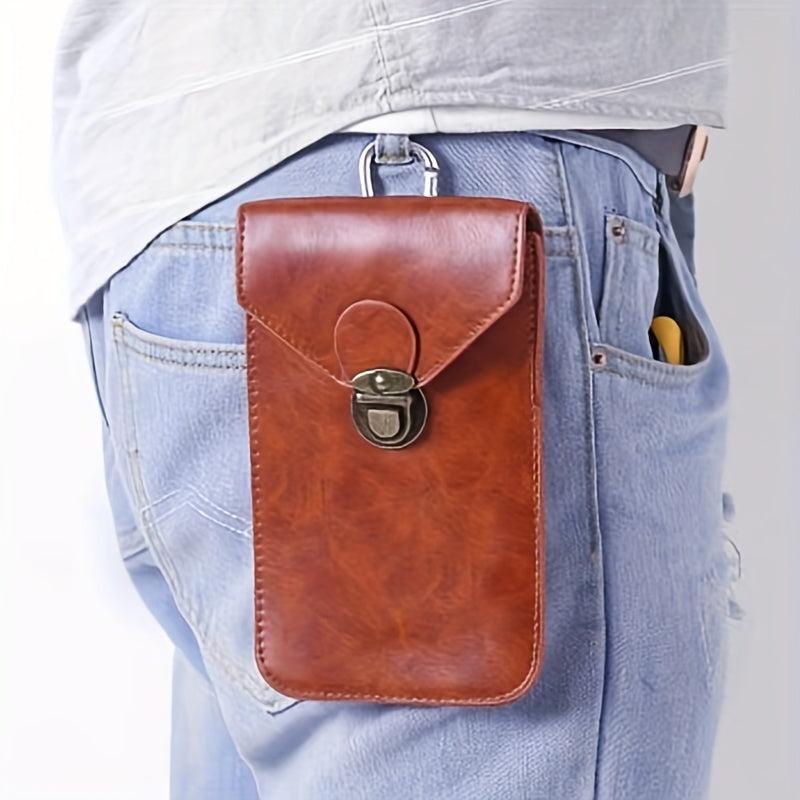 Men's PU Leather Waist Bag Waterproof Casual Phone Bag