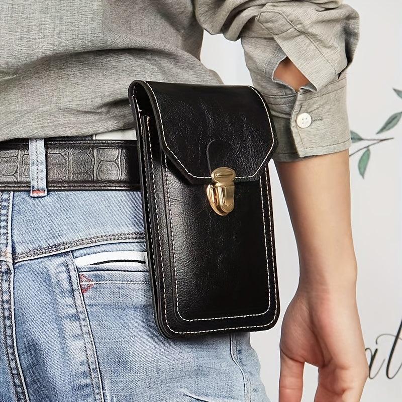 Men's PU Leather Waist Bag Waterproof Casual Phone Bag