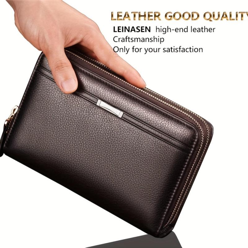 Men's Long PU Leather Clutch Wallet Travel Tote Bag Gift